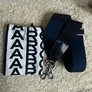 Marc Jacobs Navy and Black Crossbody Bag Strap with Silver Hardware
